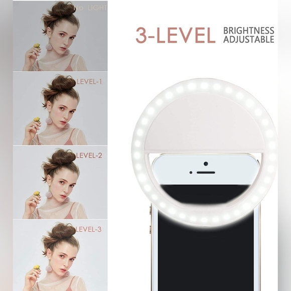 BLDR USB Rechargeable 36 LED Clip On Cell Phone Selfie Ring Light - Picture 2 of 6